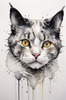 Whimsical Abstract Sketch of Scottish Cat with Folded Ears