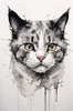 Whimsical Abstract Sketch of Scottish Cat with Folded Ears