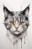 Whimsical Abstract Sketch of Scottish Cat with Folded Ears