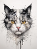 Whimsical Abstract Sketch of Scottish Cat with Folded Ears