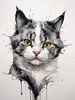Whimsical Abstract Sketch of Scottish Cat with Folded Ears