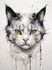 Whimsical Abstract Sketch of Scottish Cat with Folded Ears