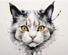 Whimsical Abstract Sketch of Scottish Cat with Folded Ears