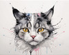 Whimsical Abstract Sketch of Scottish Cat with Folded Ears