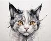 Whimsical Abstract Sketch of Scottish Cat with Folded Ears