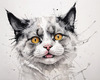 Whimsical Abstract Sketch of Scottish Cat with Folded Ears