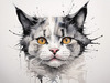 Whimsical Abstract Sketch of Scottish Cat with Folded Ears