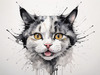 Whimsical Abstract Sketch of Scottish Cat with Folded Ears
