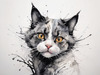 Whimsical Abstract Sketch of Scottish Cat with Folded Ears