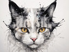 Whimsical Abstract Sketch of Scottish Cat with Folded Ears