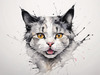 Whimsical Abstract Sketch of Scottish Cat with Folded Ears