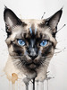 Abstract Siamese Cat Face Sketch Art Print