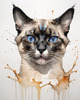 Abstract Siamese Cat Face Sketch Art Print