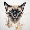 Abstract Siamese Cat Face Sketch Art Print
