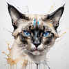 Abstract Siamese Cat Face Sketch Art Print
