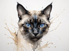 Abstract Siamese Cat Face Sketch Art Print
