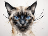 Abstract Siamese Cat Face Sketch Art Print