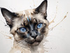 Abstract Siamese Cat Face Sketch Art Print