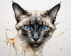 Abstract Siamese Cat Face Sketch Art Print