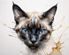 Abstract Siamese Cat Face Sketch Art Print