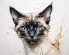 Abstract Siamese Cat Face Sketch Art Print