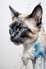 Abstract Siamese Cat Face Sketch Art Print