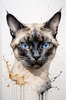 Abstract Siamese Cat Face Sketch Art Print