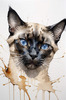 Abstract Siamese Cat Face Sketch Art Print