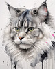 Abstract Fluffy Siberian Cat Sketch Art Print