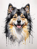 Abstract Art of Swedish Lapphund's Friendly Eyes and Thick Coat