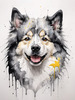 Abstract Art of Swedish Lapphund's Friendly Eyes and Thick Coat