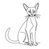 Minimalist Line Art of Playful Abyssinian Cat with Alert Expression