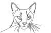 Minimalist Line Art of Playful Abyssinian Cat with Alert Expression