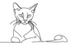 Minimalist Line Art of Playful Abyssinian Cat with Alert Expression