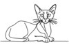 Minimalist Line Art of Playful Abyssinian Cat with Alert Expression