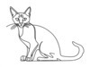 Minimalist Line Art of Playful Abyssinian Cat with Alert Expression