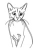 Minimalist Line Art of Playful Abyssinian Cat with Alert Expression