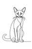 Minimalist Line Art of Playful Abyssinian Cat with Alert Expression