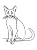 Minimalist Line Art of Playful Abyssinian Cat with Alert Expression