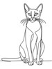 Minimalist Line Art of Playful Abyssinian Cat with Alert Expression