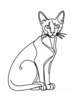 Minimalist Line Art of Playful Abyssinian Cat with Alert Expression