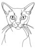 Minimalist Line Art of Playful Abyssinian Cat with Alert Expression