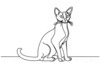 Minimalist Line Art of Playful Abyssinian Cat with Alert Expression