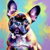 Expressive Art of a French Bulldog with Soulful Eyes in Pastels