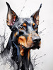 Abstract Sketch of Loyal Doberman Pinscher for Printable Art
