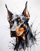 Abstract Sketch of Loyal Doberman Pinscher for Printable Art