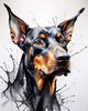 Abstract Sketch of Loyal Doberman Pinscher for Printable Art