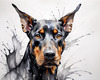 Abstract Sketch of Loyal Doberman Pinscher for Printable Art