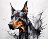 Abstract Sketch of Loyal Doberman Pinscher for Printable Art