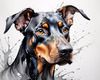 Abstract Sketch of Loyal Doberman Pinscher for Printable Art